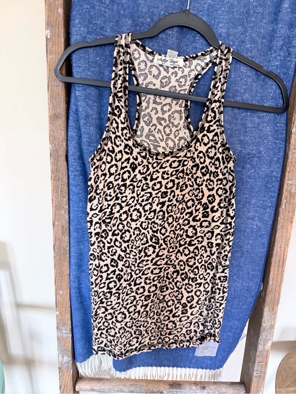 Active Basic Leopard Print Racerback Tank - Beige & Black